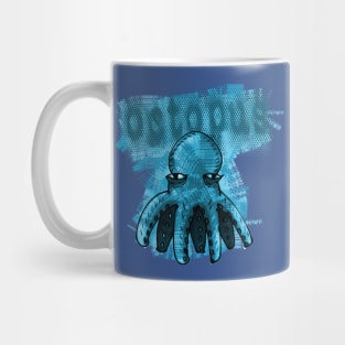 blue octopus cartoon style funny illustration Mug